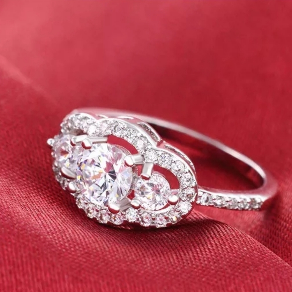 Charm Designer Three Stones Engagement Ring - Picture 4 of 5